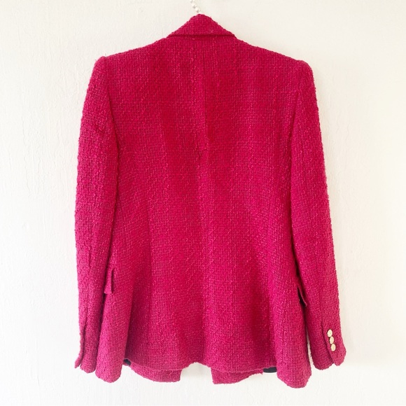 BLOGGERS FAVE Zara Raspberry Red Bouclé Tweed Blazer - Picture 10 of 16